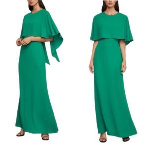 BCBGMAXAZRIA Green Capelet Column Gown Maxi Dress 0
